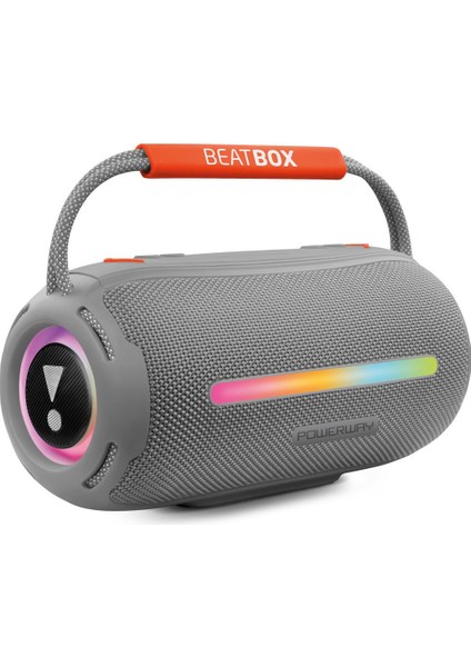 Beatbox Gri LED Işıklı Dayanıklı Ses Bombası USB Sd Aux Fm Radyo Bluetooh Hoparlör