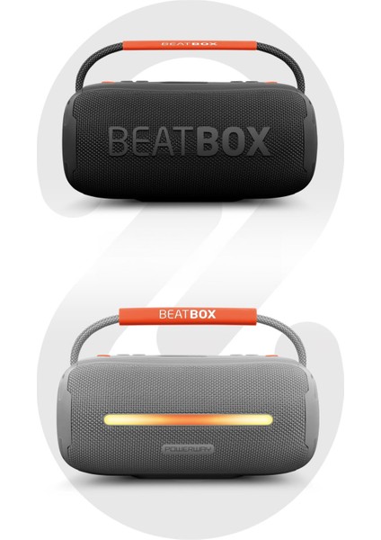 Beatbox Gri LED Işıklı Dayanıklı Ses Bombası USB Sd Aux Fm Radyo Bluetooh Hoparlör