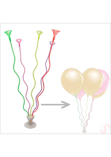 Spiral 50 Cm, 5'li Balon Standı (Balonlar Hariç)