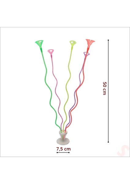 Spiral 50 Cm, 5'li Balon Standı (Balonlar Hariç)
