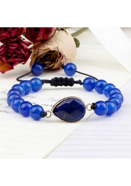 El Yapımı Örgülü Kristal Boncuklu Bileklik Kadınlar Için Erkekler Moda Lapis Lazuli Doğal Taş Bilezikler Ayarlanabilir Pulsera Takı (Yurt Dışından)