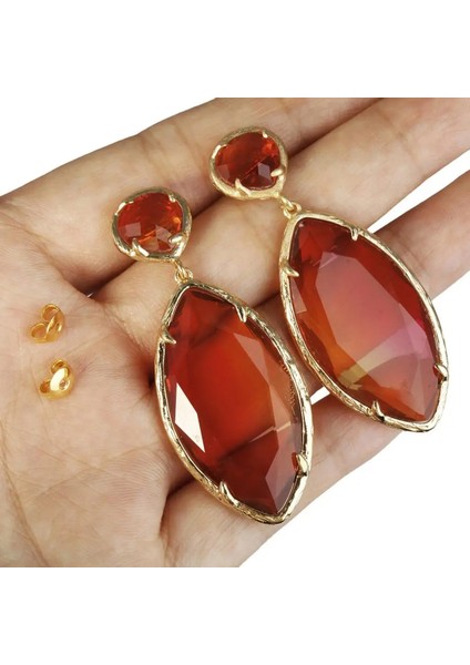 Faceted Glass Altın Markiz Dangle Damla Küpe Lüks Kadın Takı (Yurt Dışından)