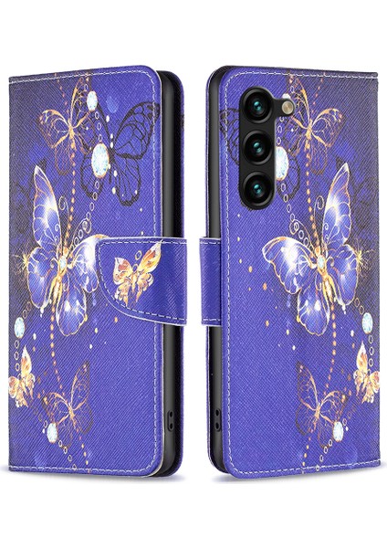 Samsung Galaxy S24 Için+ Manyetik Toka Deri Melez Kelebekleri Telefon Kılıfı (Yurt Dışından)