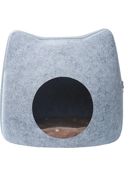 Cute Detachable Felt Cat Bed Breathable Solid Color Zipper Cats Cave House All Season Deep Sleeping Bag Basket Pet Accessories (Yurt Dışından)