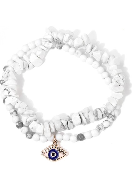 2 Adet Taş Bilezik Seti Moda Nazar Charm Bilezik Kadınlar Için Doğal Kristal Bilezik Seti Erkekler Takı Moda Dilek Bilezikler (Yurt Dışından)