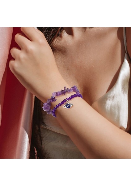 2 Adet Taş Bilezik Seti Moda Nazar Charm Bilezik Kadınlar Için Doğal Kristal Bilezik Seti Erkekler Takı Moda Dilek Bilezikler (Yurt Dışından) fırsatları