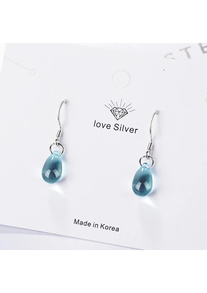 Edebi Mavi Kristal Su Damlası Küpe Kadınlar Için 925 Ayar Gümüş Küpe Boucle D'oreille S-E666 (Yurt Dışından) fiyatları