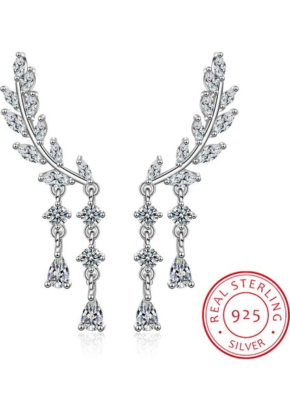 Yeni Stil Moda 925 Gümüş Iğne Kanatlar Saplama Küpe Kristal Püskül Küpe Takı Pendientes Brincos (Yurt Dışından)