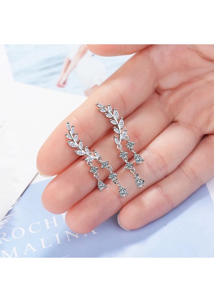 Yeni Stil Moda 925 Gümüş Iğne Kanatlar Saplama Küpe Kristal Püskül Küpe Takı Pendientes Brincos (Yurt Dışından) modelleri