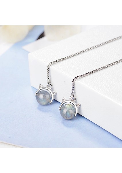 Gerçek 925 Ayar Gümüş 2019 Kadın Moda Sevimli Pembe Çilek Kristal Kedi Uzun Püskül Damla Küpe Kızı Kızlar Için (Yurt Dışından) indirimleri