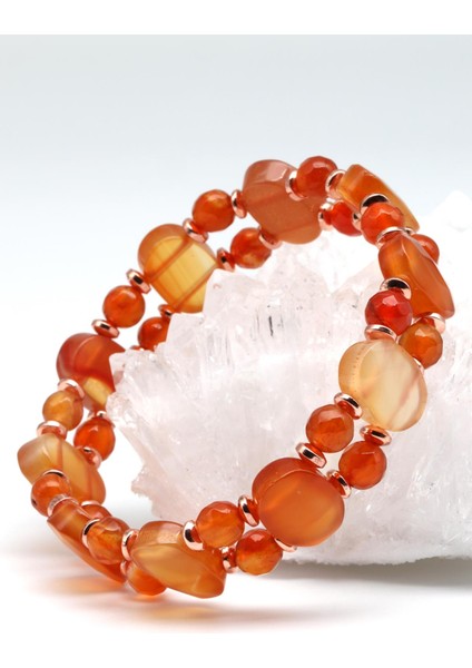 Akik - Hematit Doğal Taş Tasarım Bileklik