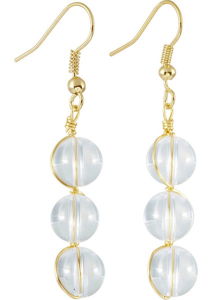 Kadın Takıları Için 8mm Yuvarlak Kristal Taş Boncuk Dangle Damla Küpe (Yurt Dışından)