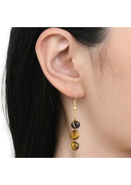 Kadın Takıları Için 8mm Yuvarlak Kristal Taş Boncuk Dangle Damla Küpe (Yurt Dışından) modelleri