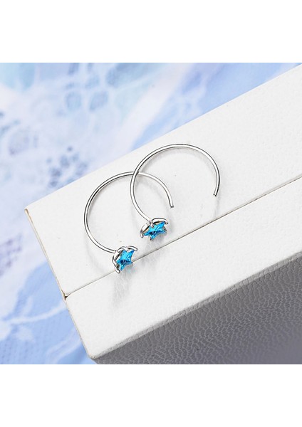 1pair Moda 925 Damga Gümüş Renk Yıldız Mavi Kristal Kulak Klipsi Hiçbir Delinmiş Klip Küpe Kulak Manşetleri Kadınlar Için Punk Charm (Yurt Dışından) fırsatları