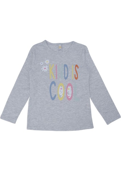 Kız Çocuk Kind Cool Yazı Baskılı Çiçekli Kız Sweat Uzun Kol