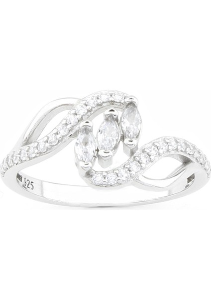 Gümüş 925 Ayar Kadın Yüzük Zirkon Taşlı