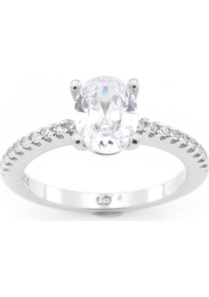 Gümüş 925 Ayar Kadın Yüzük Zirkon Taşlı