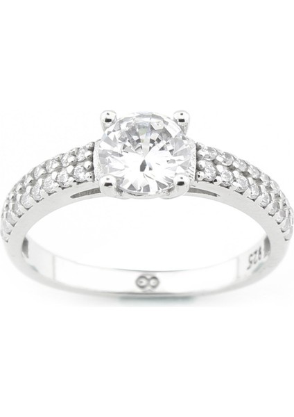 Gümüş 925 Ayar Kadın Yüzük Zirkon Taşlı