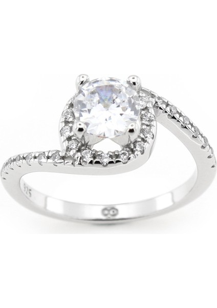 Gümüş 925 Ayar Kadın Yüzük Zirkon Taşlı