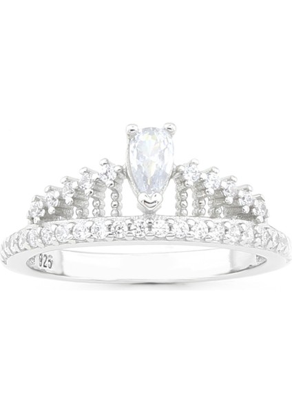 Gümüş 925 Ayar Kadın Yüzük Zirkon Taşlı