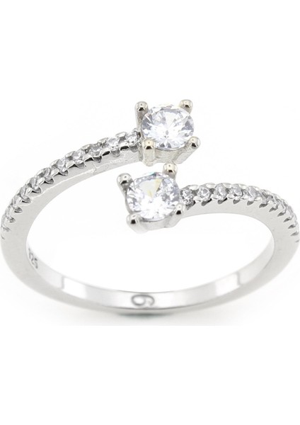 Gümüş 925 Ayar Kadın Yüzük Zirkon Taşlı