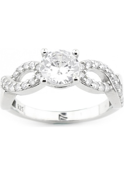 Gümüş 925 Ayar Kadın Yüzük Zirkon Taşlı