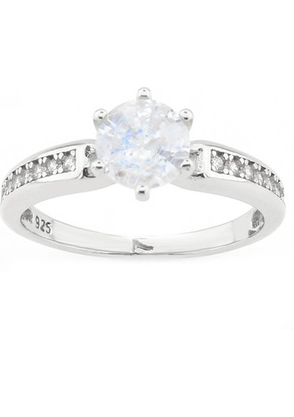 Gümüş 925 Ayar Kadın Yüzük Zirkon Taşlı