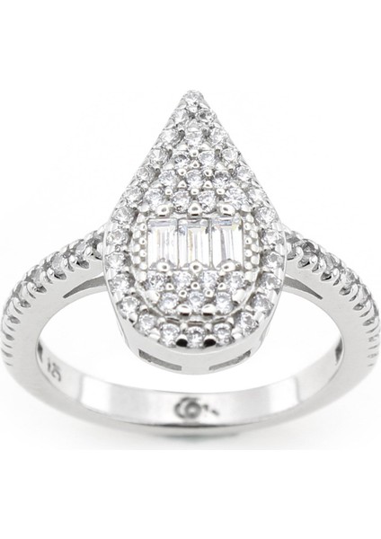 Gümüş 925 Ayar Kadın Yüzük Zirkon Taşlı