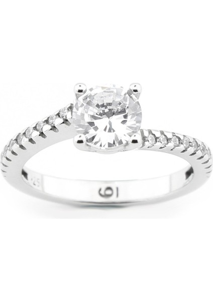 Gümüş 925 Ayar Kadın Yüzük Zirkon Taşlı