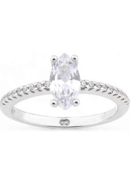 Gümüş 925 Ayar Kadın Yüzük Zirkon Taşlı