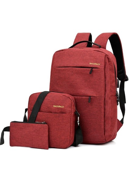 Erkek Sırt Çantası Iş Sırt Çantası Rahat Moda Üç Parçalı Set Büyük Kapasiteli Okul Çantası (Yurt Dışından)