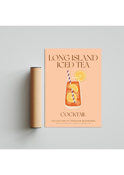 Long Island Iced Tea 4 21 x 30 cm - Siyah Çerçeveli