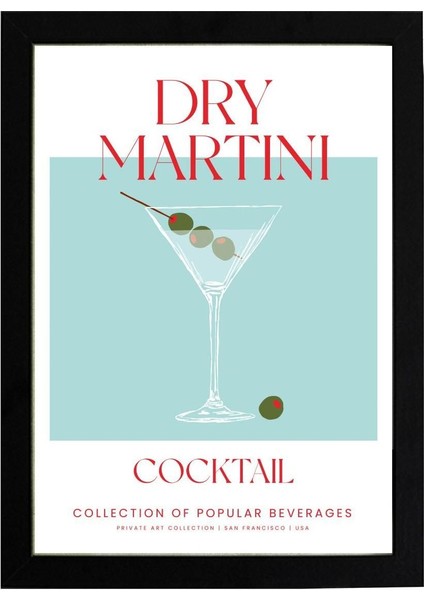 Dry Martini 21 x 30 cm - Siyah Çerçeveli