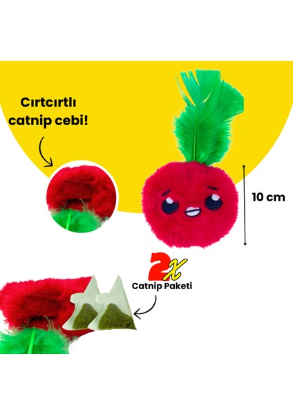 Çılgın Manav 4 Adet Peluş Kedi Oyuncak Seti 8 Adet Kedi Nanesi Paketi Dahil Peluş Kedi Oyuncakları