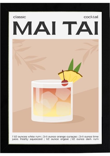 Mai Tai 21 x 30 cm - Beyaz Çerçeveli