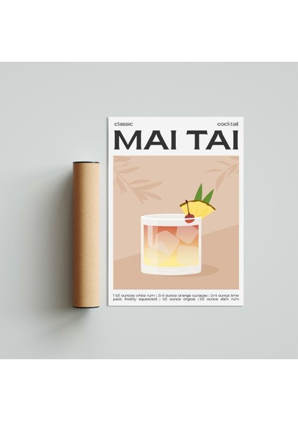 Mai Tai 21 x 30 cm - Beyaz Çerçeveli