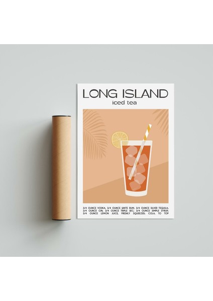 Long Island Iced Tea 3 21 x 30 cm  - Beyaz Çerçeveli