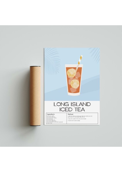 Long Island Iced Tea 21 x 30 cm - Siyah Çerçeveli