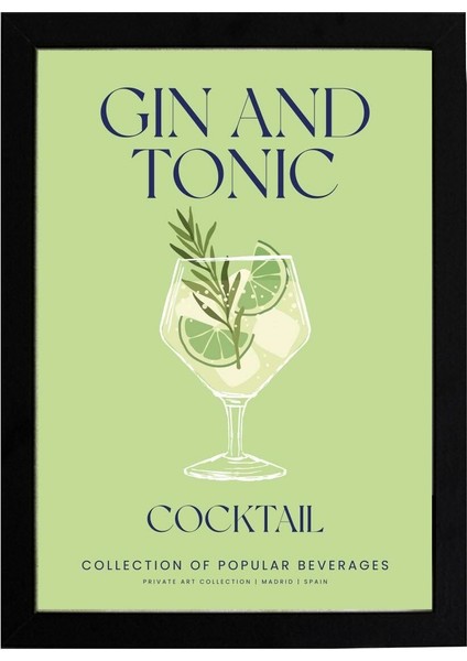 Gin Tonic 21 x 30 cm - Siyah Çerçeveli