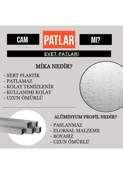 Siyah Profil Buğulu Karolaj Desenli Sert Plastik Mika Duşakabin Bella H:180
