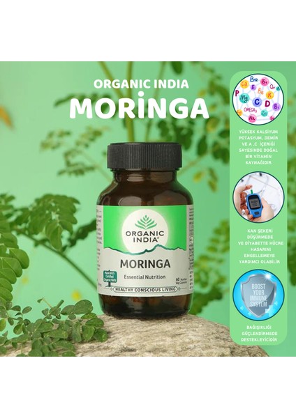 Moringa Kapsül-Saf Bitki Proteini-Süper Gıda Takviyesi 350 mg, 60 Kapsül