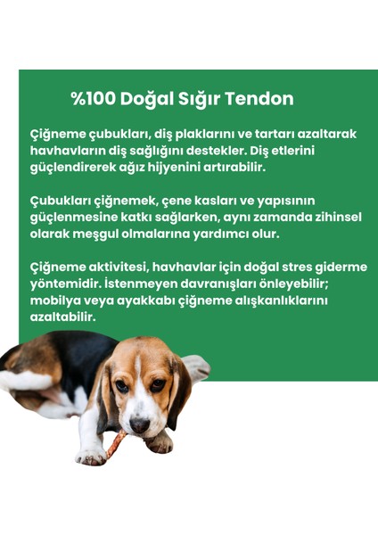 NeoBarf Doğal Sığır Teendon Köpek Çiğneme Çubuğu 3 Adet - Köpek Kemirme Ödül Çubuğu
