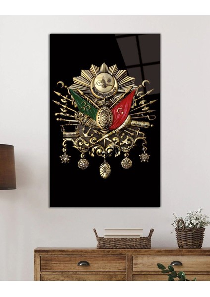 Osmanlı Arması Tuğrası Cam Tablo, Ev ve Ofis Duvar Dekoru, Hediyelik Büyük Temperli Cam Tablo fiyatları
