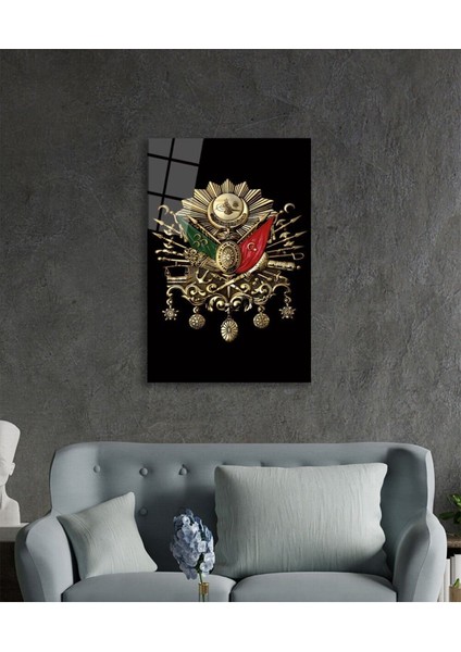 Osmanlı Arması Tuğrası Cam Tablo, Ev ve Ofis Duvar Dekoru, Hediyelik Büyük Temperli Cam Tablo modelleri