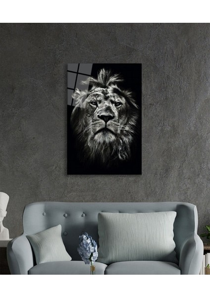 Aslan Hayvan Portresi Cam Tablo, Ev ve Ofis Duvar Dekoru, Hediyelik Büyük Temperli 4 mm Cam Tablo modelleri