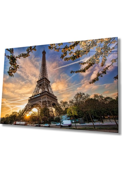 Fransa Paris Eyfel Kulesi Cam Tablo, Ev ve Ofis Duvar Dekoru, Hediyelik Büyük Temperli Cam Tablo