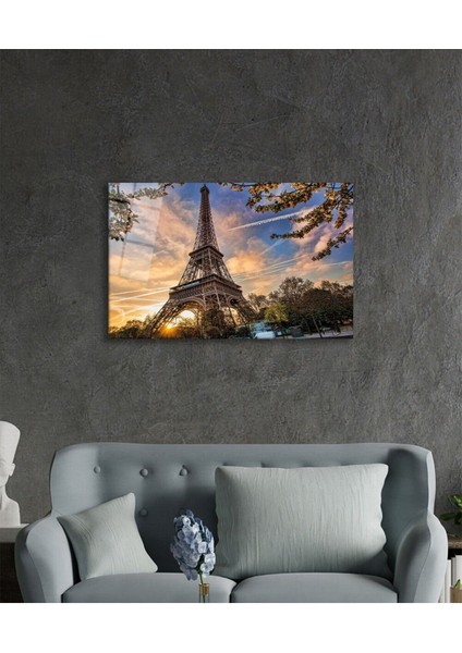 Fransa Paris Eyfel Kulesi Cam Tablo, Ev ve Ofis Duvar Dekoru, Hediyelik Büyük Temperli Cam Tablo modelleri