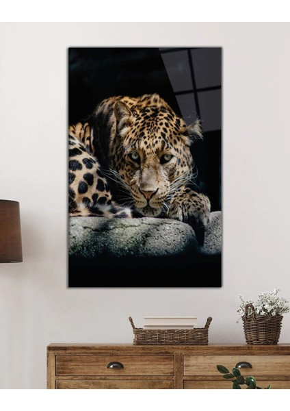 Kaplan Hayvan Portresi Cam Tablo, Ev ve Ofis Duvar Dekoru, Hediyelik Büyük Temperli 4 mm Cam Tablo fiyatları