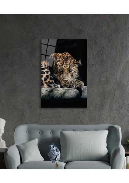 Kaplan Hayvan Portresi Cam Tablo, Ev ve Ofis Duvar Dekoru, Hediyelik Büyük Temperli 4 mm Cam Tablo modelleri