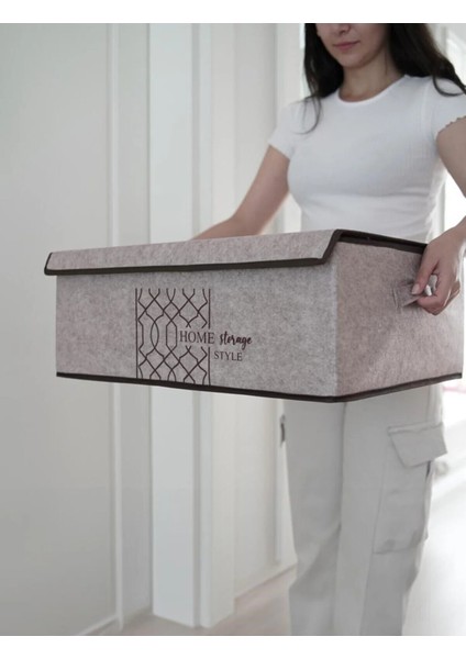 Keçe Kapaklı Baza Hurcu, Çok Amaçlı Düzenleyici Organizer Kapaklı Kutu 50X40X19 cm